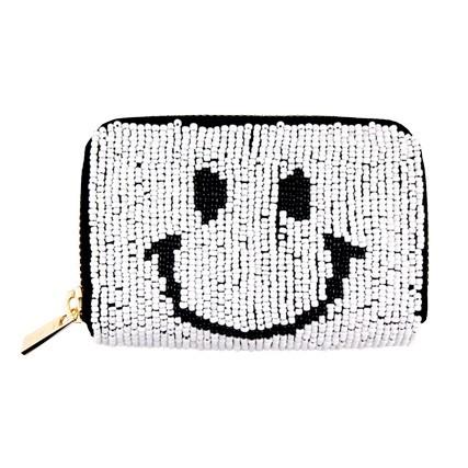 (50%OFF)コインケース 財布 アンコキーヌ AnneCoquine メンズ レディース ビーズ刺繍 コインケース スマイル ホワイト 2229-0102 小銭入れ プレゼント ギフト