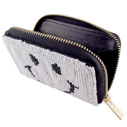 (50%OFF)コインケース 財布 アンコキーヌ AnneCoquine メンズ レディース ビーズ刺繍 コインケース スマイル ホワイト 2229-0102 小銭入れ プレゼント ギフト