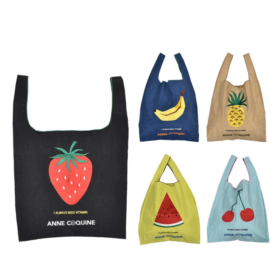 AnneCoquine（アンコキーヌ） フルーツ刺繍エコバック ／ 2424