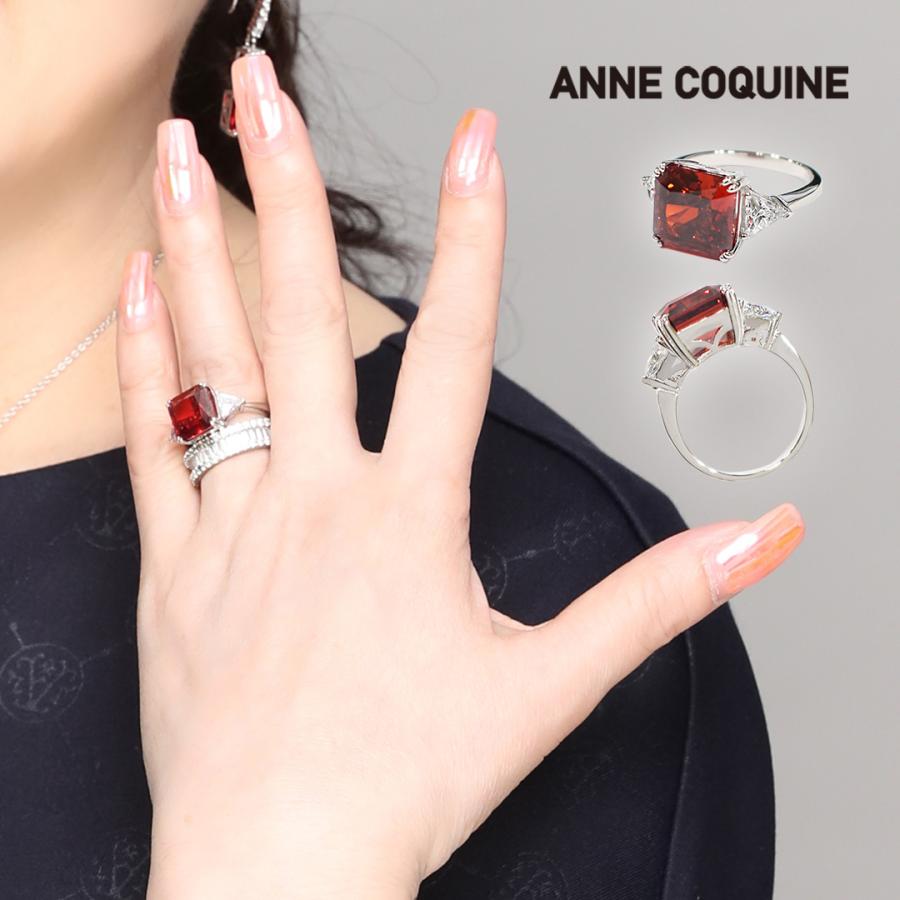 アンコキーヌ AnneCoquine ビッグレッドキュービックジルコニアリング 