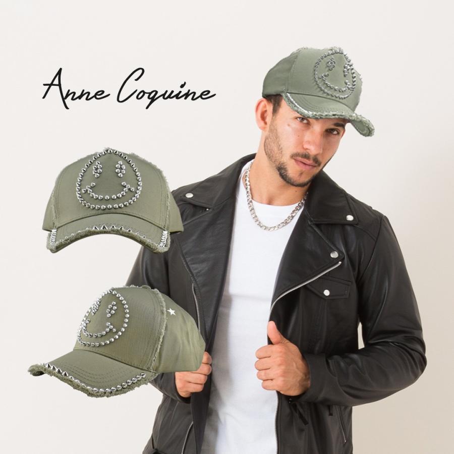 流行に キャップ 帽子 アンコキーヌ Annecoquine メンズ レディース スタッズキャップ ブランド スマイル カーキ シルバー 7015 3414 Qvc 藤島彩子 特売 Zoetalentsolutions Com