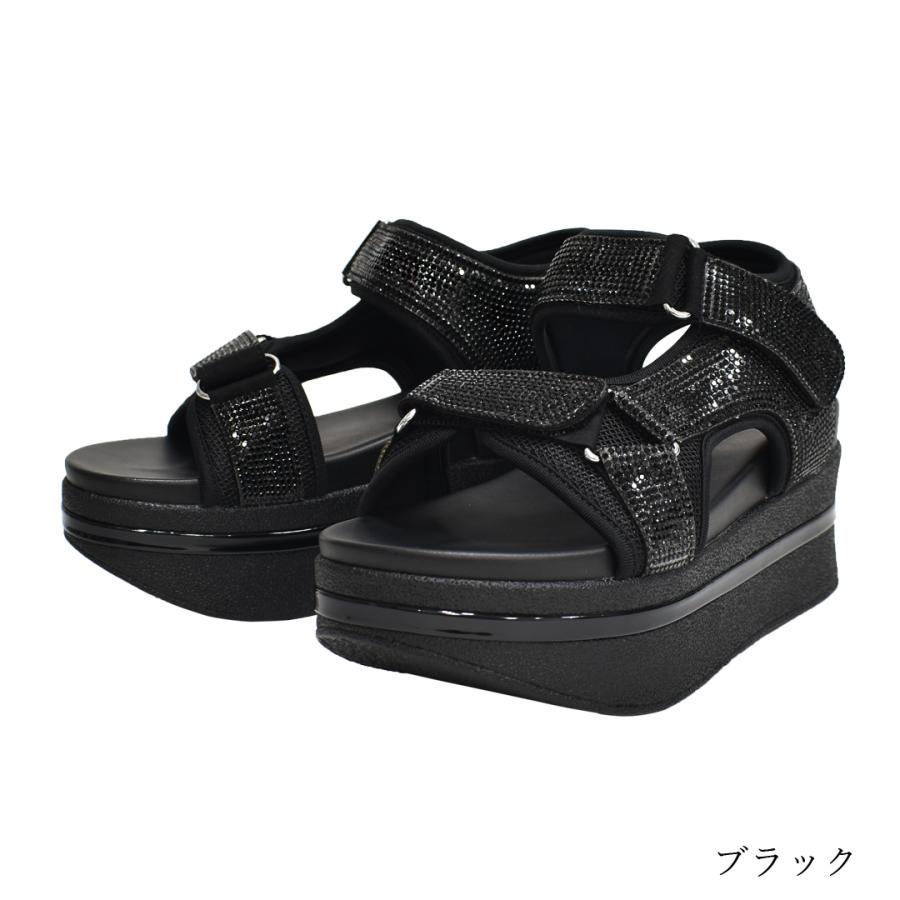 幅が調整できるキラキラ厚底サンダル(7cmヒール)／7107 レディース サンダル  厚底 スポーツ シューズ 軽量 7107 アンコキーヌ AnneCoquine QVC 藤島彩子の画像