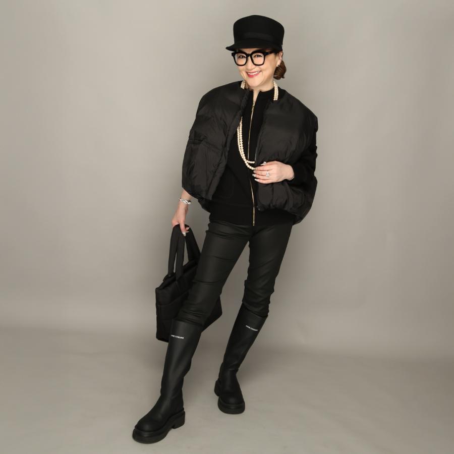 Anne Coquine ニット使いダウンベスト ブラックLL AnneCoquine（アンコキーヌ） （公式）Anne Coquine コクーンダウン