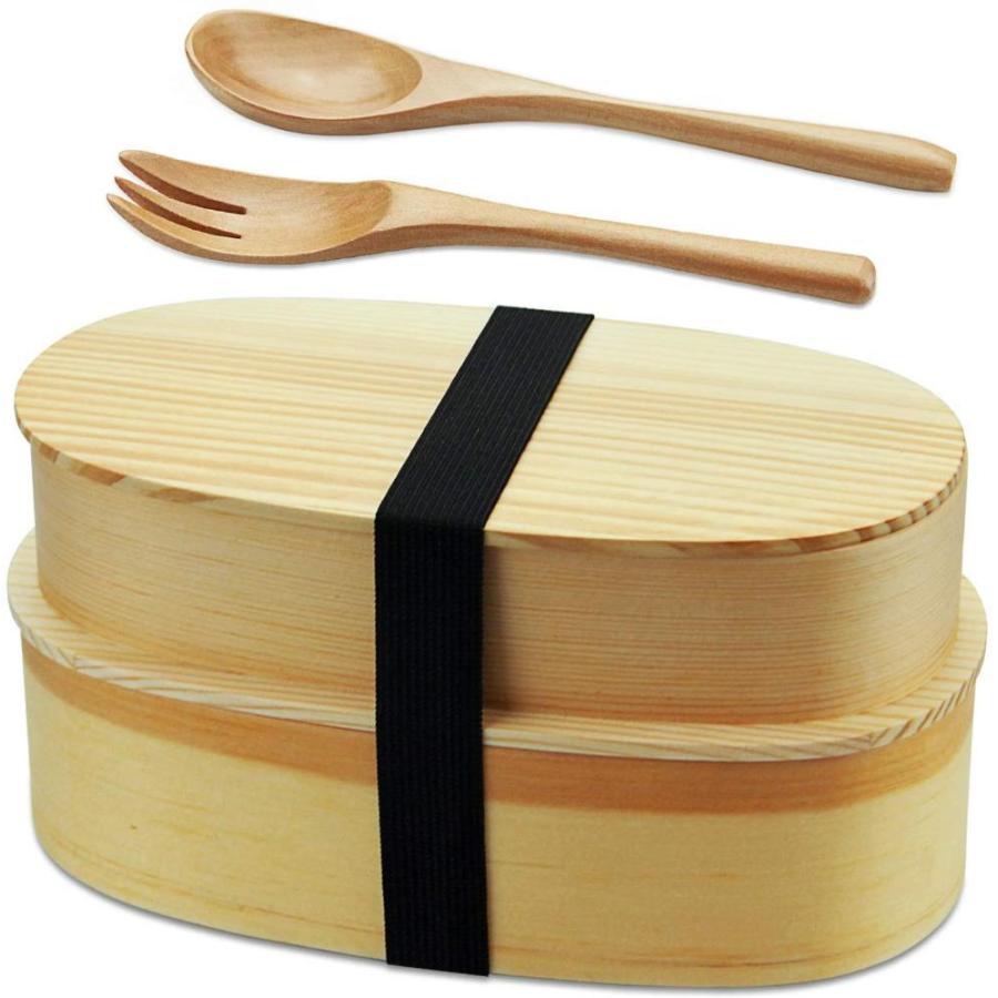超人気の Aoosy 曲げわっぱ 1000ml 小判二段入子弁当箱 スプーンとフォーク付き 白木 保湿 おかず 女性 男性 天然杉木製ランチボックス 軽量 通 気質アップ Turningheadskennel Com