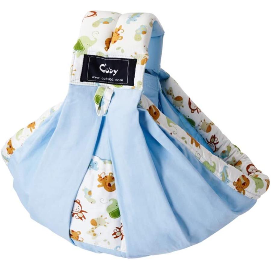 Cuby ベビースリング 新生児 抱っこひも ベビーキャリア 片肩 ブルー 抱っこ紐 おんぶ紐