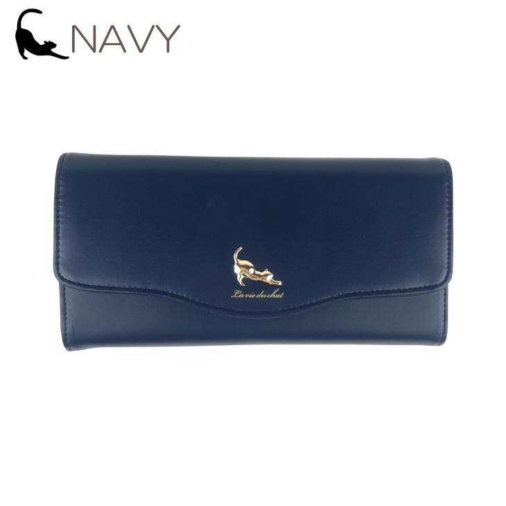 長財布 猫財布 ねこ長財布 財布 かぶせ長財布 大きく開く小銭入れ 大