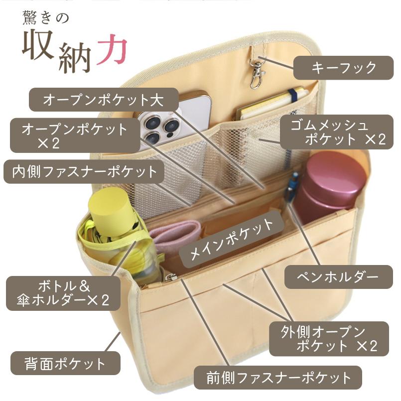 バッグインバッグ リュック 縦型 自立 A4 大きめ 小さめ 監修 リュックインバッグ バッグインバック インナーバッグ Lサイズ アンコール Annekor 父の日｜annekor1｜08
