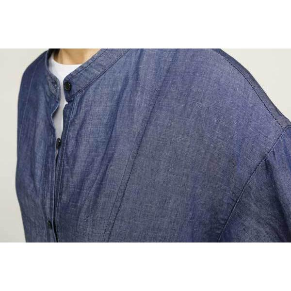 春夏SALE【シビリゼ/イグルス/91603/50%OFF】テンセル麻シャンブレーデニムバンドカラー前ボタン開きＡラインシャツワンピース長袖/sph/2i21/1i12b283xx｜annex1985｜05