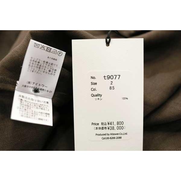 春夏物【イリゼ/T9077】40/1リネン麻ギャザーチビ衿シャツカラー５釦リラックスＡラインワンピースパフ７分袖/irise/spp/2i22b601xxの画像