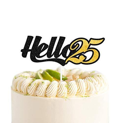 Hello 25 ブラックゴールド グリッター ケーキトッパー 25歳 誕生日 記念日 パーティーデコレーション ギフト用品 Ys アネックス 通販 Yahoo ショッピング