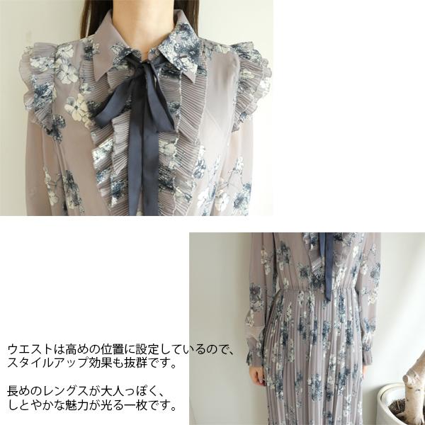 SALE セール 0301430231, Sov./,フラワーシフォンプリーツワンピース  