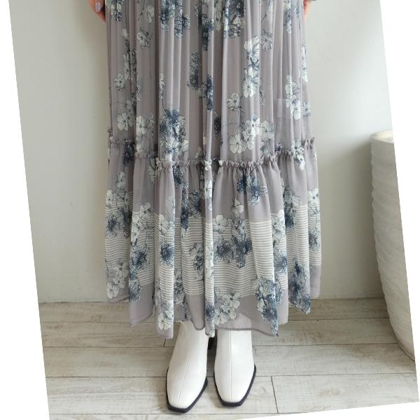 SALE セール 0301430231, Sov./,フラワーシフォンプリーツワンピース  