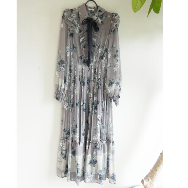 SALE セール 0301430231, Sov./,フラワーシフォンプリーツワンピース  