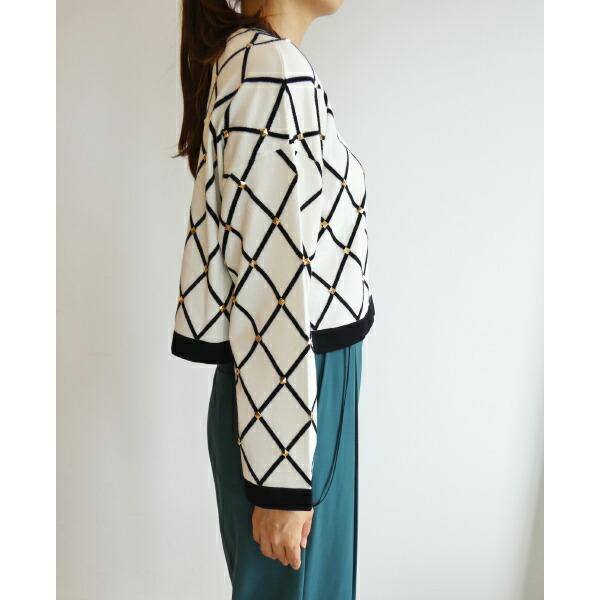 SALE セール 0323353199,Diagram,メタルチェックニットカーディガン 