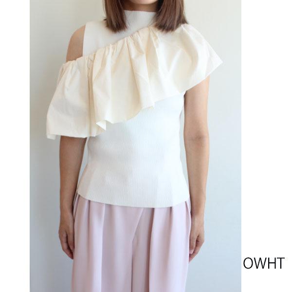 SALE 30%OFF CWNT214080,ラッフルショルダーニットプルオーバー 