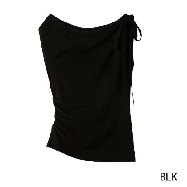 新品　フレイアイディー　アシメネックドレープニット　黒 GRACE CONTINENTAL 【30％OFFセール】FWNT251125,FRAYI.D,フレイ