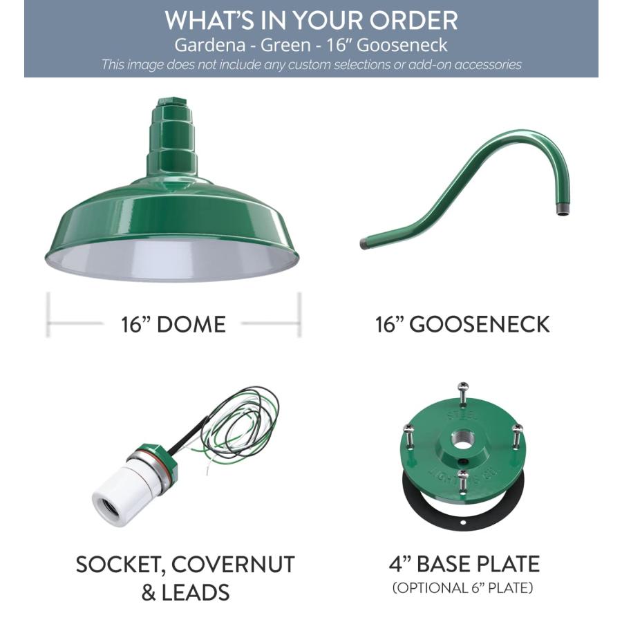 The Gardena Gooseneckバーンライト|標準Warehouseスチールドームon a Gooseneck |照明and Barnファームハウス照明| Made in America 16
