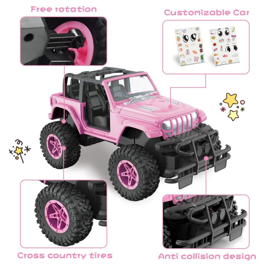 新販売特価 NQD RC Cars 1:16 Scale Pink Remote Control Car 80 Min Playtime 2.4Ghz Off-Road RC Trucks Jeep Cars for Toddlers Toys Gift 3+ Year Old Girls