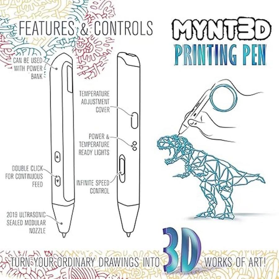MYNTED Printing Pen 3Dプリントペン MYNT3D Professional Printing 3D Pen with OLED Display