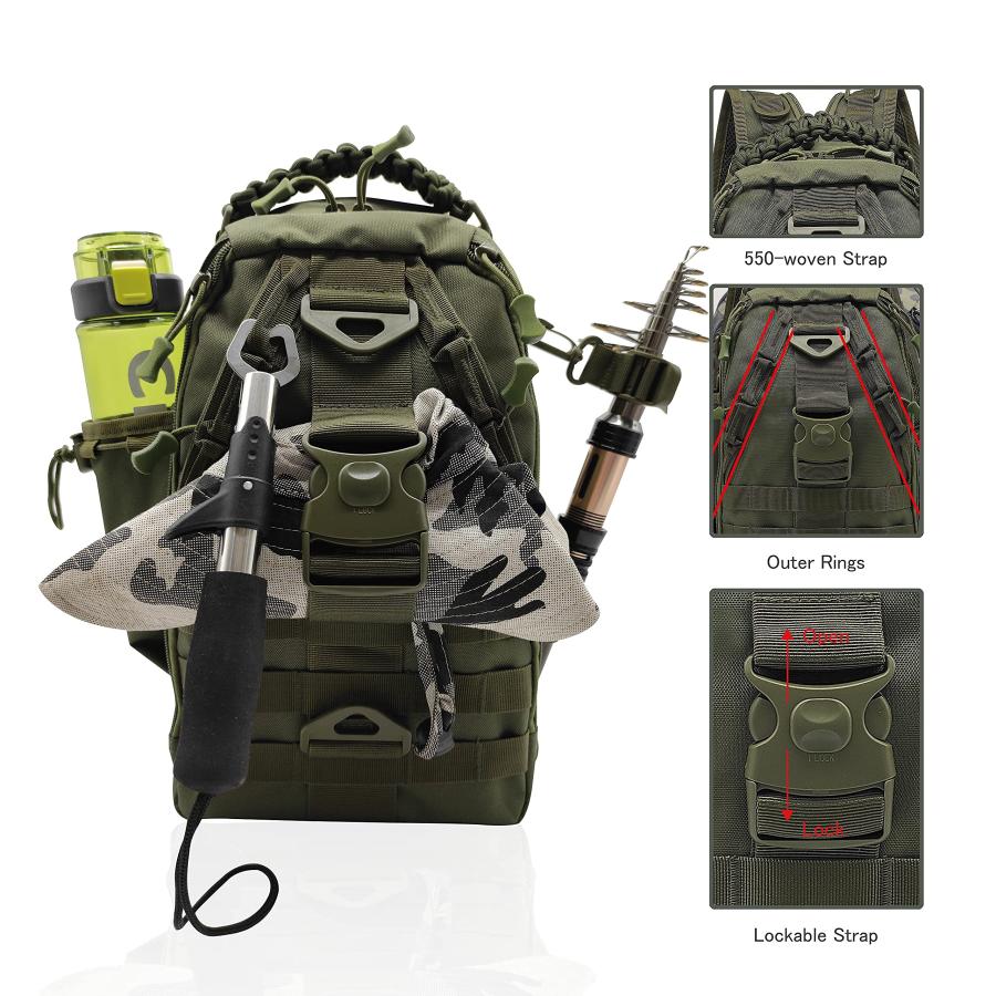 ショッピング価格 Amitfo Fishing Backpack Fishing Tackle Backpack with Rod Holder Tackle Box Bag Fishing Gear Shoulder Backpack