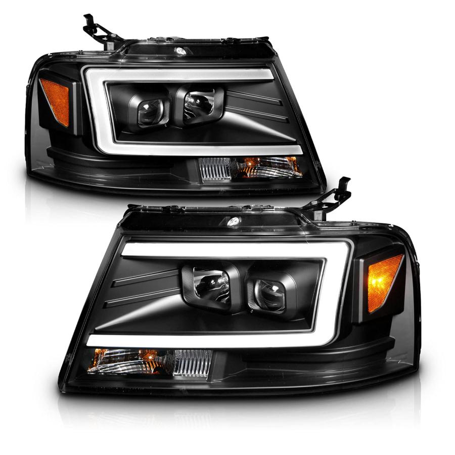 を安く買 AmeriLite 2004-2008 フォード F150 Cタイプ LED ハロゲン チューブ スクエア プロジェクター ハウジング ピックアップ トラック ヘッドライト アセンブリ ペア