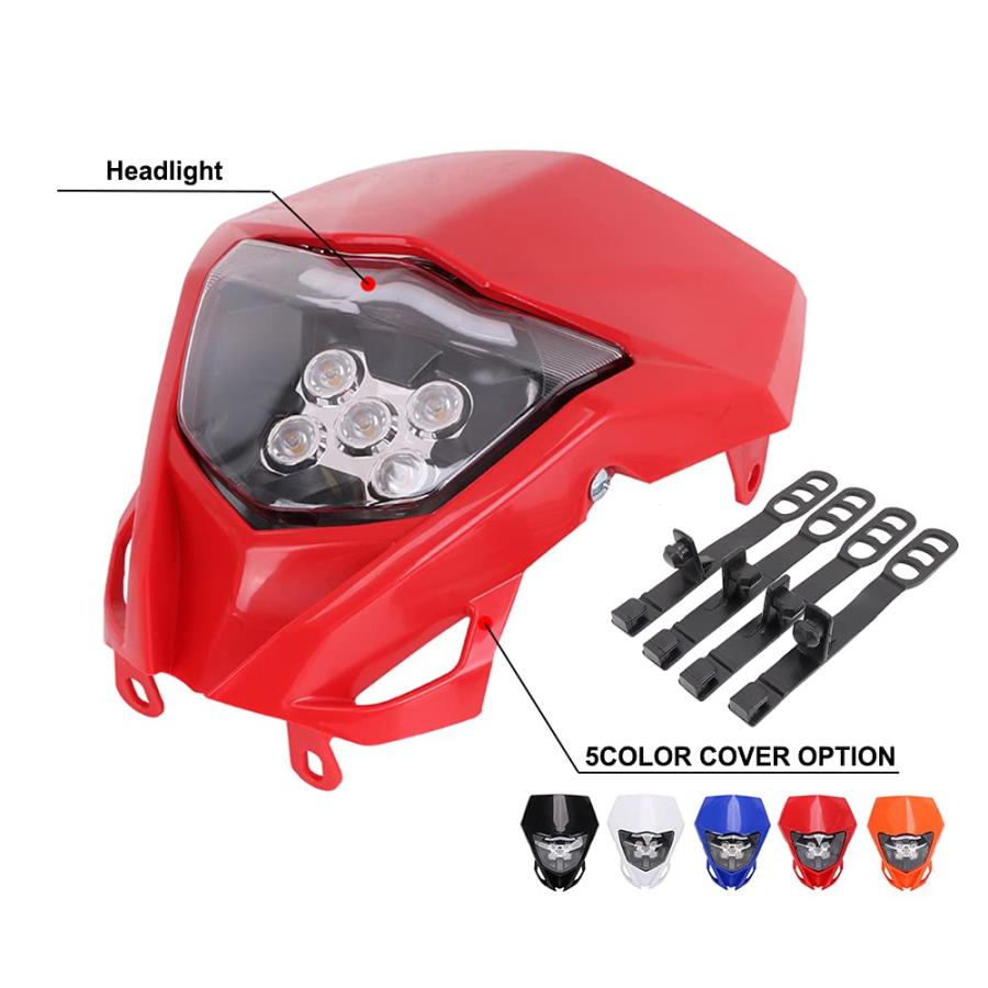 長期納期 AnXin Dirt Bike Headlight，Motorcycle Head Light Universal for TTR230 WR450F YZ250F YZ450F WR250R Most Dirt Pit Bike Supermoto Enduro Motocross White