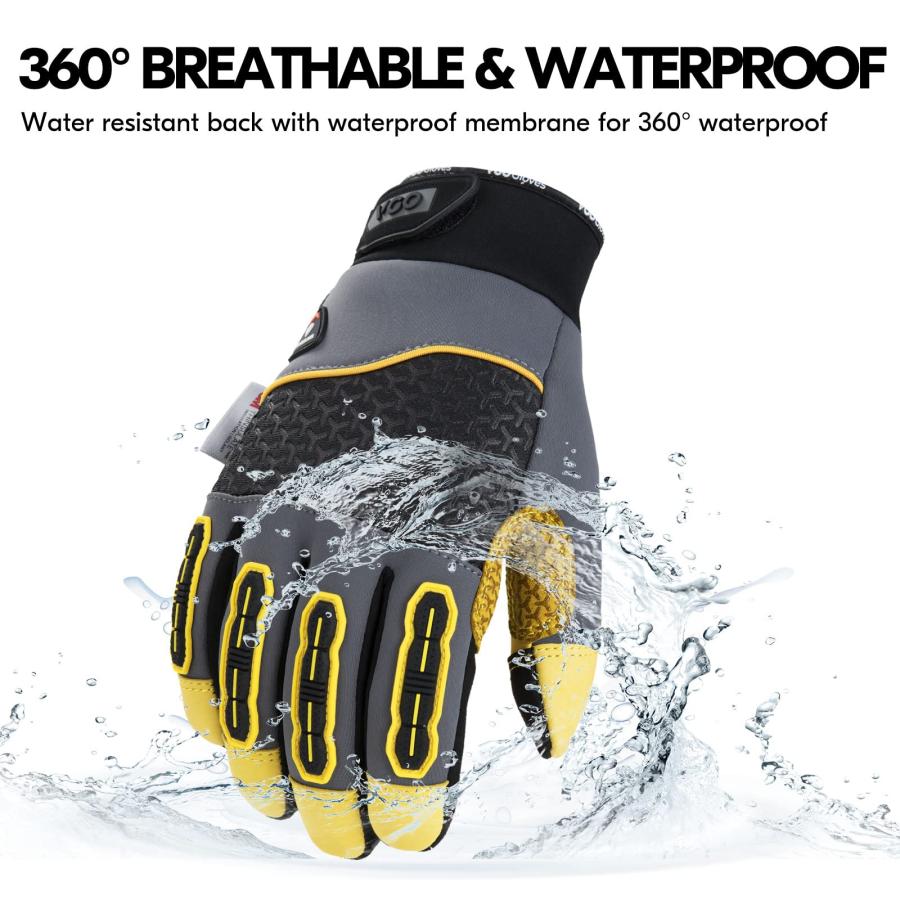 激安/新作 Vgo... 1Pair -20℃/-4°F COLDPROOF，Winter Safety Work Gloves，Water resistant ＆ Windproof Gloves(Size S，Gray，CA7724FLWP)