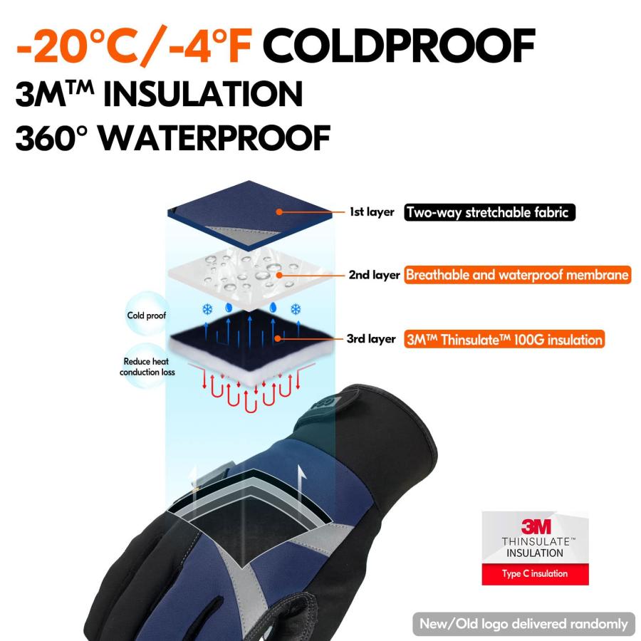 割引卸売 Vgo... 1-Pair -4? or above 3M Thinsulate C100 Lined High Dexterity Touchscreen Synthetic Leather Winter Warm Work Gloves， Waterproof Insert (Size S， D