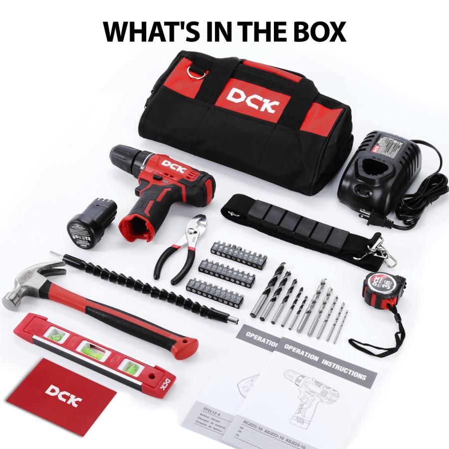 激安セール DCK Brushless Drill Set， 310 in.lbs，12V Max Cordless Drill with 2.0Ah Battery， 3/8’’ Keyless Chuck， 2 Variable Speeds， 20+1 Torque Power Tool Kit f