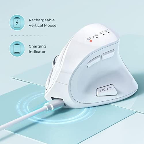 クリアランスお値下 seenda Ergonomic Mouse， Wireless Vertical Mouse - Rechargeable Optical Mice for Multi-Purpose (BT 5.0 + BT 3.0 + USB Connection) Compatible with Apple