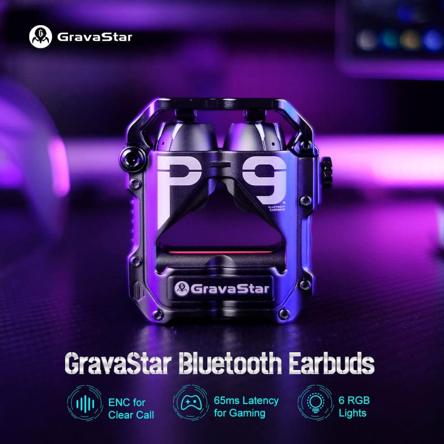 【新品、本物、当店在庫だから安心】 GRAVASTAR Sirius Pro Matt Black ワイヤレスイヤホン Bluetooth5.2 低音 7.2mmダイナミックドライバー搭載 IPX5レベル 防水設計 低遅延 ノイズキャンセリング機