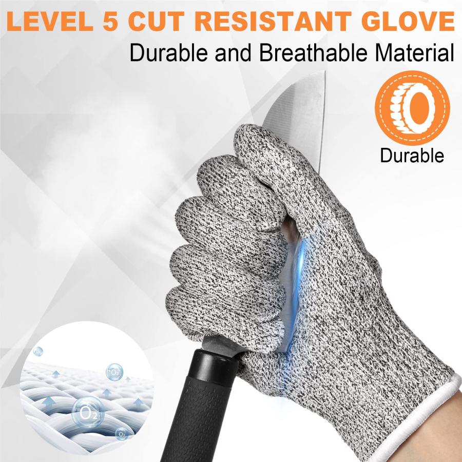 直販早割 Potchen 15 Pairs Cut Resistant Gloves Level 5 Protection Cutting Gloves Anti Cut Gloves for Kitchen Fish Slicing and More (Large)