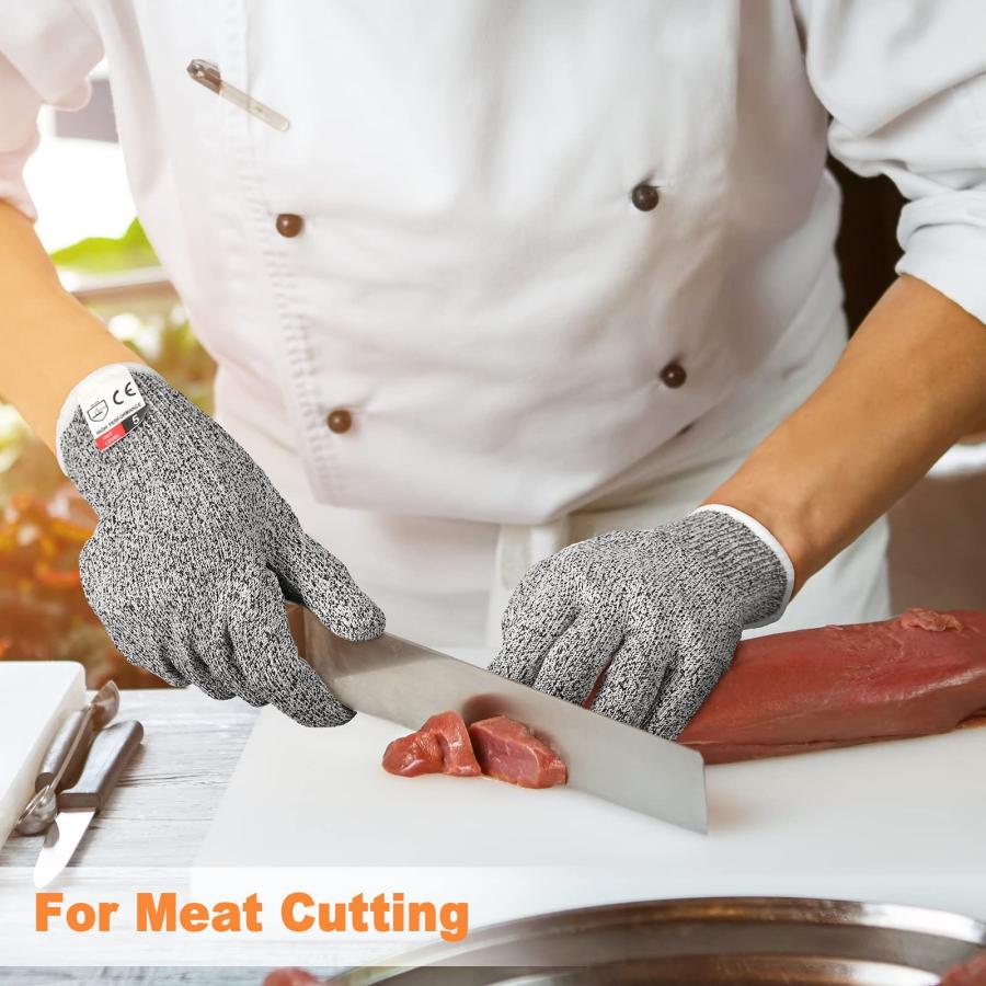 直販早割 Potchen 15 Pairs Cut Resistant Gloves Level 5 Protection Cutting Gloves Anti Cut Gloves for Kitchen Fish Slicing and More (Large)