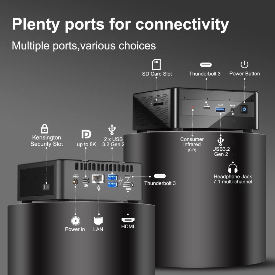 本店 Intel 2023 Newest NUC11 Tiny Client Mini Desktop PC 4-Core i5-1135G7 8GB DDR4 256GB NVMe SSD 1TB HDD Iris Xe Graphics WiFi AX RJ-45 HDMI Mini-DP Thund