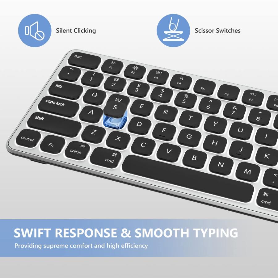 超目玉枠 seenda Wireless Backlit Keyboard for Mac with USB Receiver and Type C Adapter - 2.4Ghz Full-Size Slim Rechargeable Keyboard for iMac， MacBook Pro/Air，