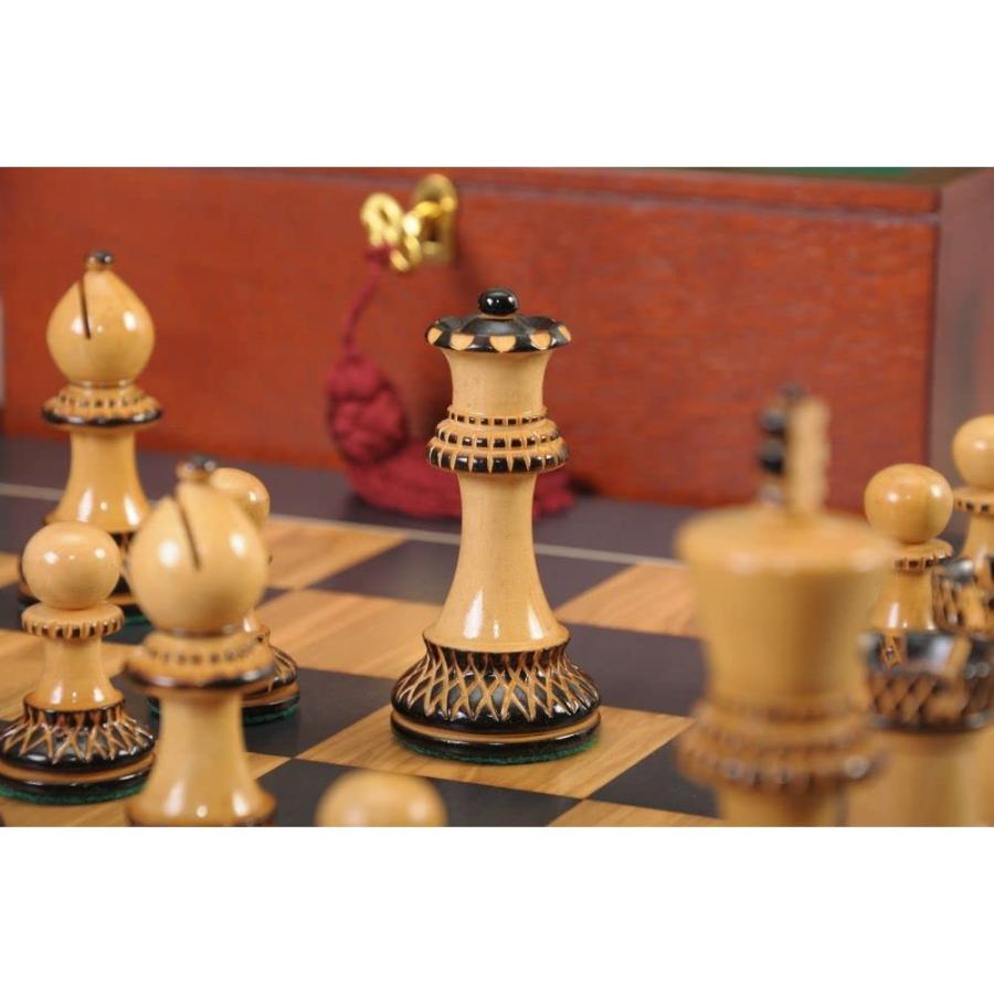 週間売れ筋 The Burnt Golden Rosewood Grandmaster Series Chess Set， Box， ＆ Satin Board Combination - Burnt Golden Rosewood