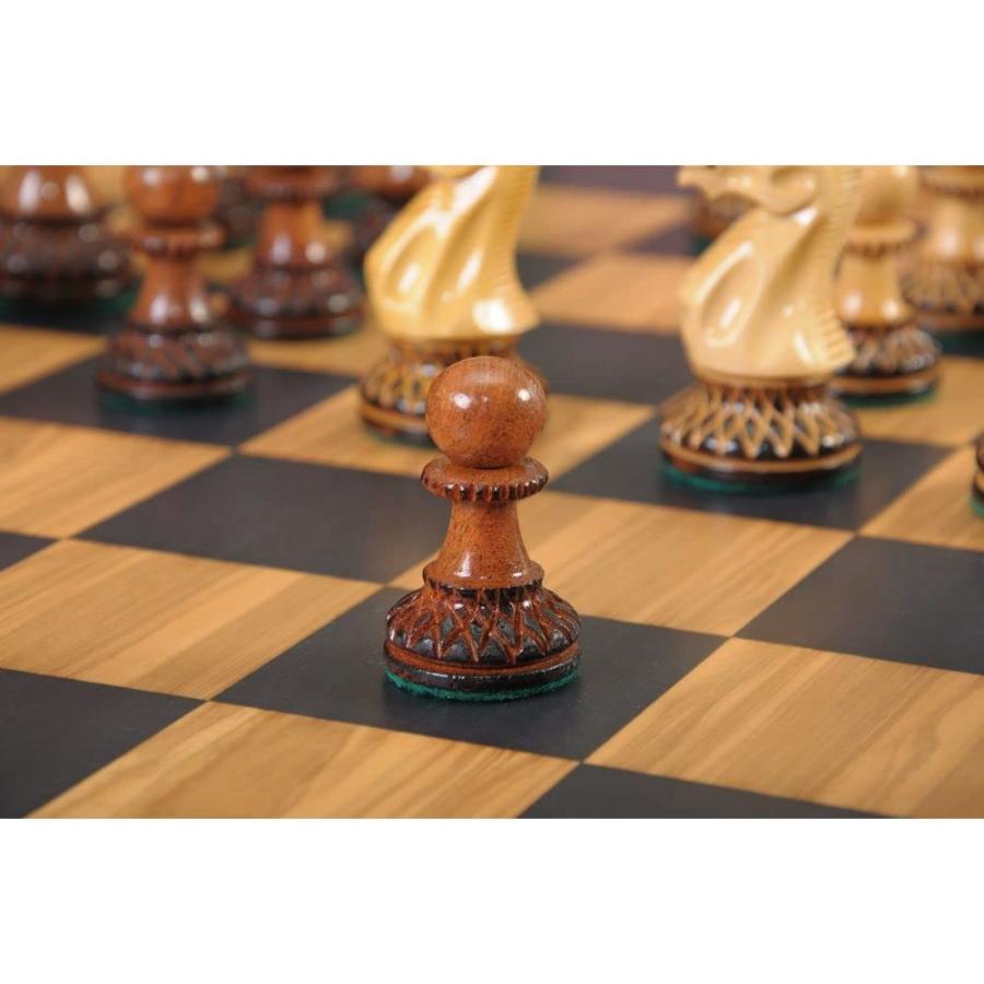 週間売れ筋 The Burnt Golden Rosewood Grandmaster Series Chess Set， Box， ＆ Satin Board Combination - Burnt Golden Rosewood