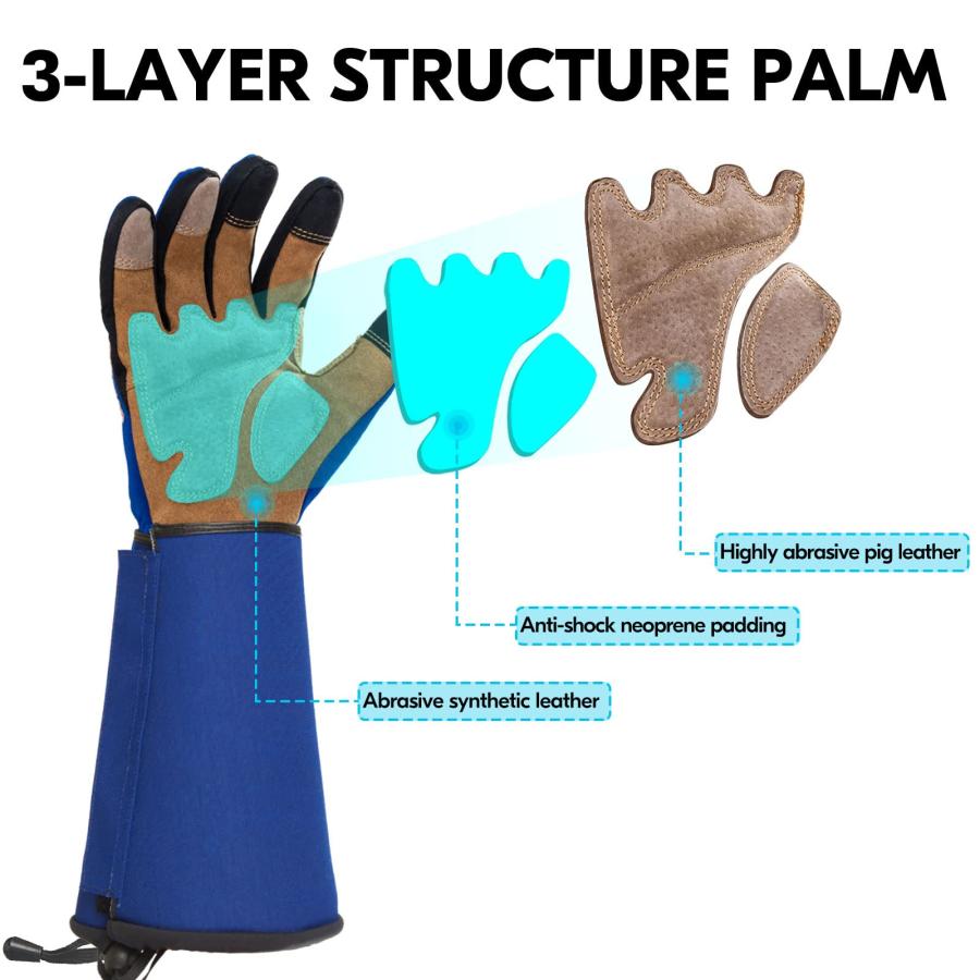買取評価 Vgo... Gardening Gloves Unisex，Safety Work Gloves，Long Sleeves Gauntlet，Puncture Proof，Touchscreen(Size XL，Blue，SL7496)