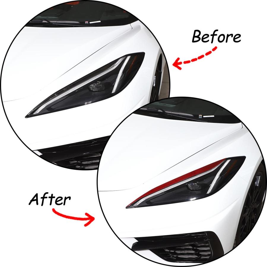 純正直売 Front Shovels Cover Decoration Kit Front Bumper Exterior Decals Carbon Fiber Sticker Accessories for Chevrolet Corvette C8 Z06 2020-2022 (Red - B Head