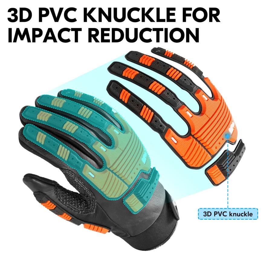 爆売りセール開催中！ Vgo... Safety Leather Work Gloves，Mechanics Gloves，Impact Gloves，Anti-Vibration Gloves，Heavy Duty，Water Resistant(1 Pair，Size M，Black，CA7722WR)