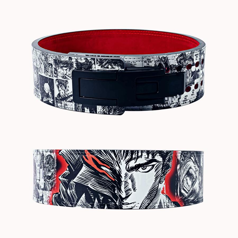 超大特価 ベルセルク Berserk Powerlifting Belt - Premium Leather Anime Weightlifting Belt with Manga Pattern and Lever Belt Function | Heavy Duty Gym Belt for S