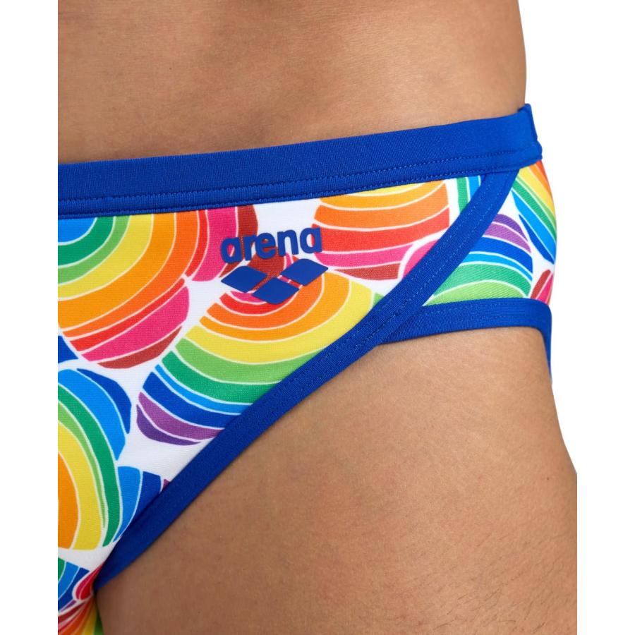 激安オンライン販売 ARENA Men´s Standard Performance Pride Swim Briefs， Neon Blue/White Multi