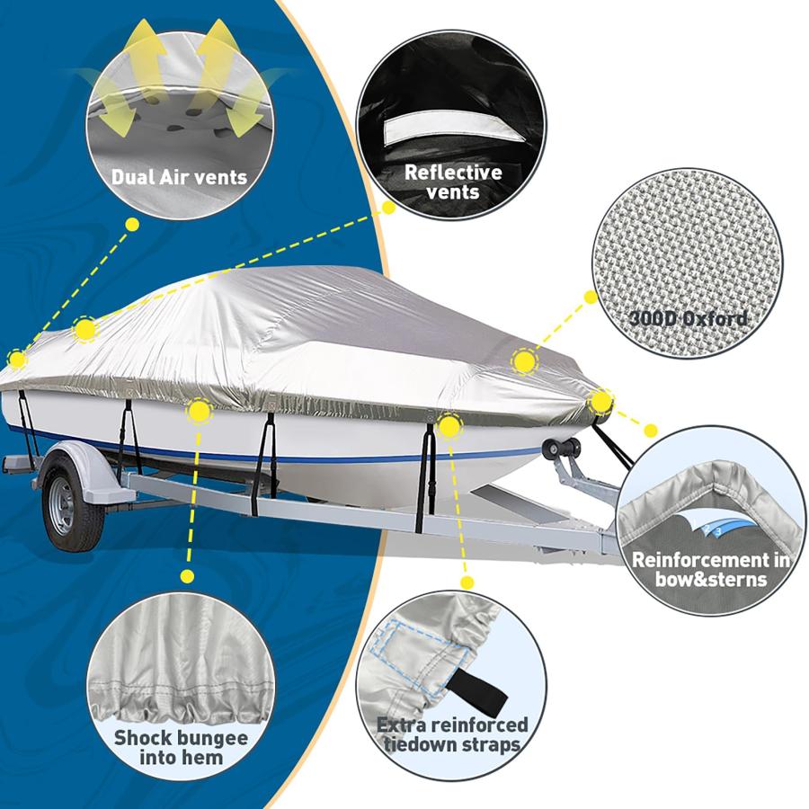 ELVONSボートカバー、210 dシルバーコーティングオックスフォード布