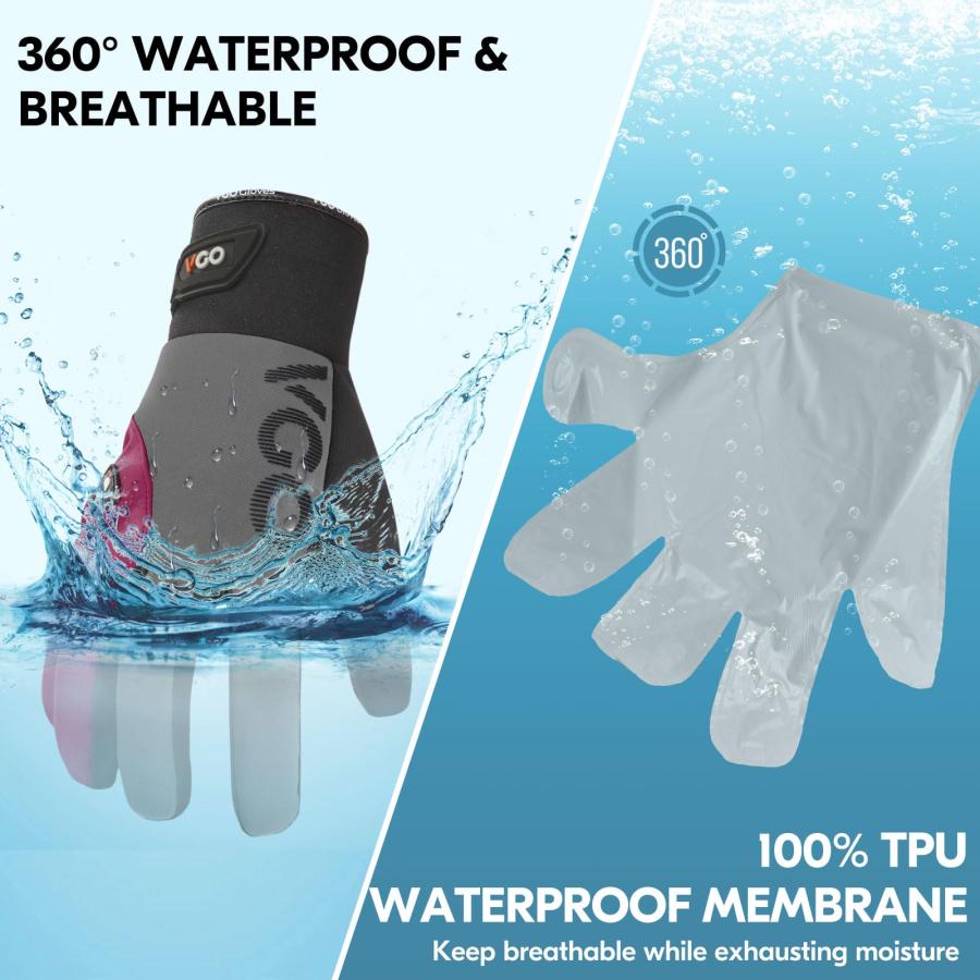 日本オンライン Vgo... -20℃/-4°F Winter Work Gloves for Women， Cold Weather Waterproof Work Gloves， Waterproof Insulated Gloves(M，Dark Red，SL8777FW-FM)