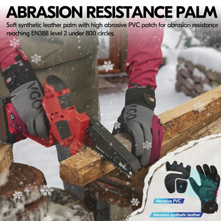 日本オンライン Vgo... -20℃/-4°F Winter Work Gloves for Women， Cold Weather Waterproof Work Gloves， Waterproof Insulated Gloves(M，Dark Red，SL8777FW-FM)