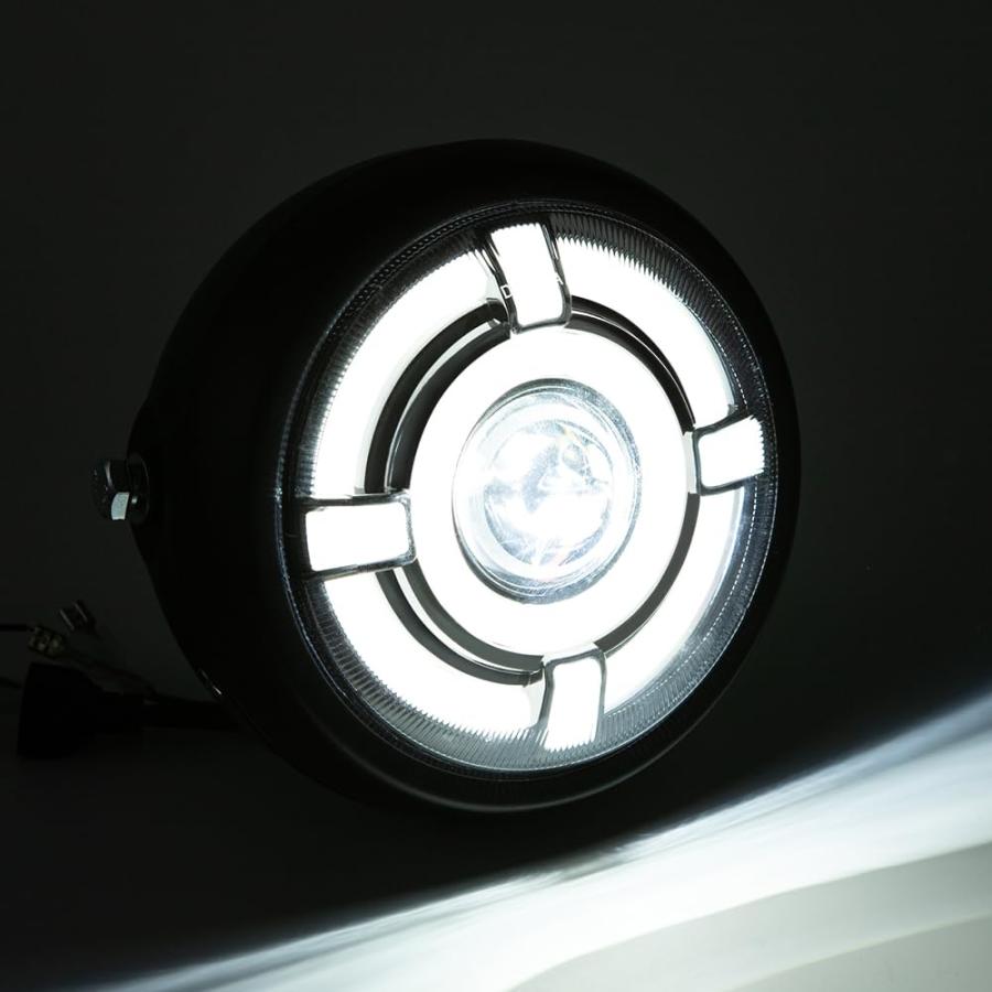 【信頼】 DUILU Universal Motorcycle LED Headlight 5.75 inch Headlamp with Distance Light High Low Beam Refit headlight (light E)