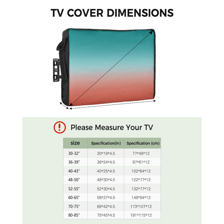 ショッピングサイト Outdoor TV Cover Red Cyan Turquoise Gradient Waterproof Weatherproof TV Covers for 60 to 65 Inch Outside Flat Screen TV Protector Shield 58W x 37H x