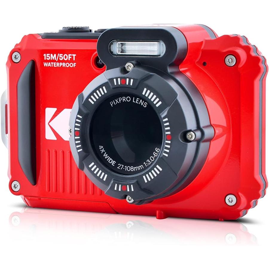 KODAK PIXPRO WPZ2 Rugged Waterproof Digital Camera, Red Bundles 