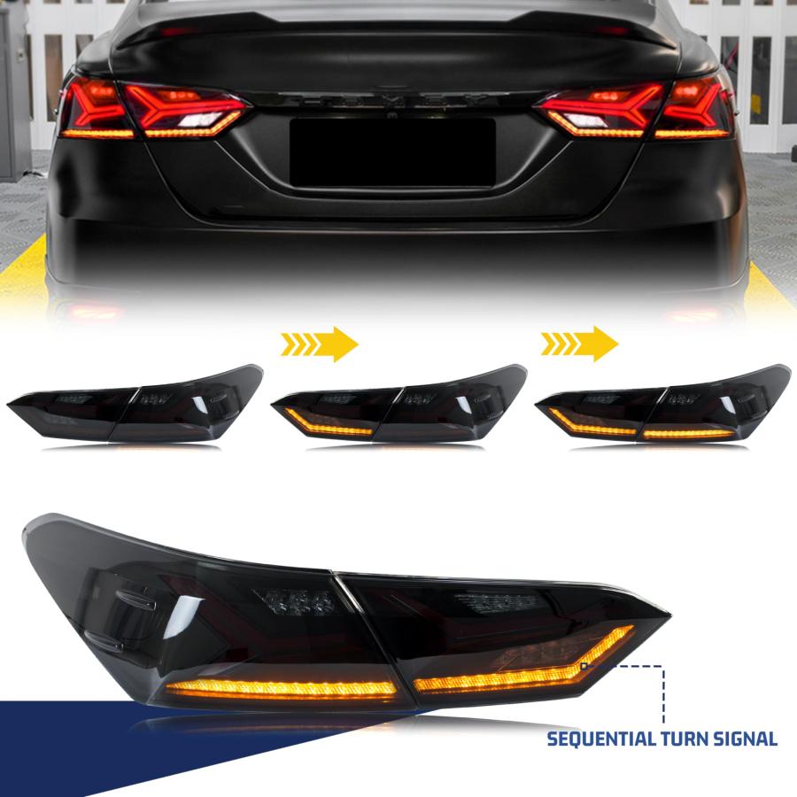 【特別訳あり特価】 glistuning LED Tail Lights for Toyota Camry 8th gen 2018 2019 2020 2021 2022 2023 Running Light Start-up Animation Rear Lamps Assembly (Smoke)