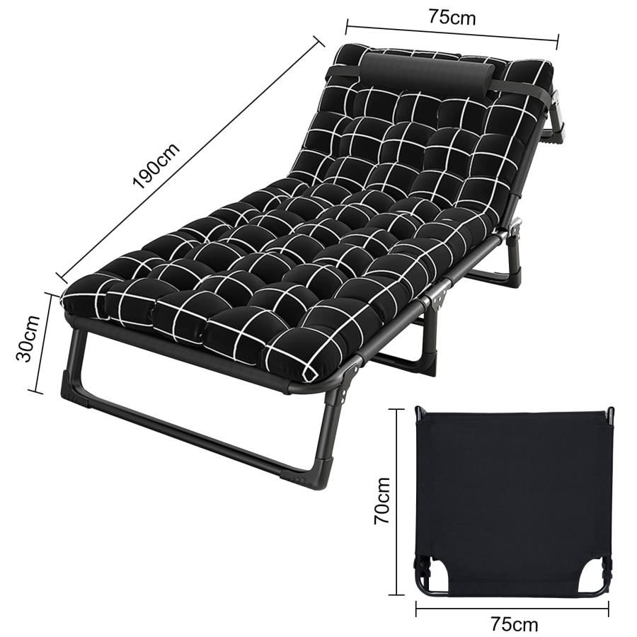 買い GYMNASTIKA Heavy Duty Camping Cot， Portable Folding Bed Reclining Folding Chaise Outdoor Lounge Chair Sleeping Bed Cots for Office/Home Nap Outdoor， C